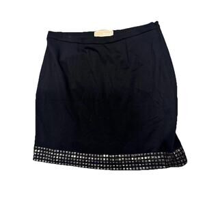 Michael Kors Black Mini Skirt With Stud Detail , Side Zipper Size 6